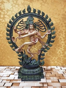 Brass Natraj Idol Murti Nataraja Bhagwan Large Shiva Dancing Statue Home Decor - Picture 1 of 5