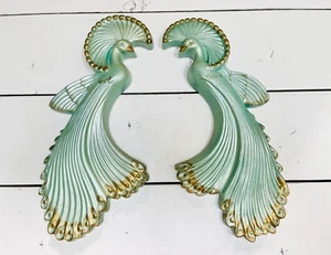 Juego de 2 colgantes de pared vintage de pavos reales tiza pájaros decoración - Imagen 1 de 11