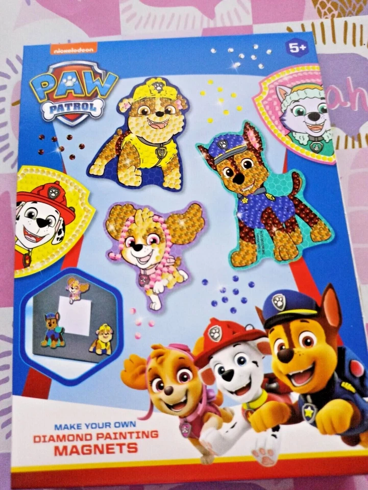 MARKENLOS 5 Paw Patrol Diamond Painting Magnets Set, Diamant-Malset für Kinder DIY