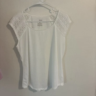 Camisa de encaje Sonoma de ganchillo blanca mediana sin mangas de encaje para mujer Foto 1 de 4
