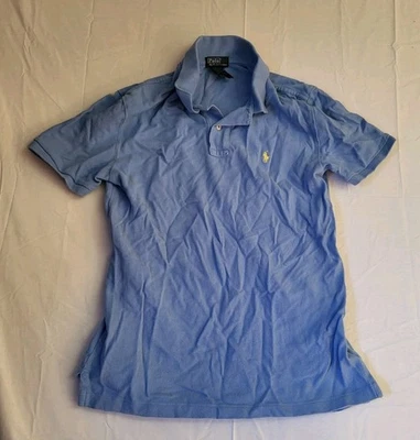 Рубашка Polo Ralph Lauren для мальчиков молодежный размер большой 14-16 синяя с коротким рукавом  - Изображение 1 из 4