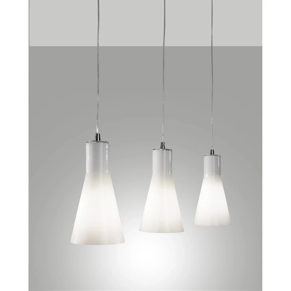Fabas Luce Lampada Sospensione a Diana 3flg E27 2753-47-138 Cromo/bianco