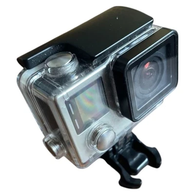 GoPro Hero 4 Action Camera Waterproof Case Wide Angle Compact Black/Silver Used - Image 1 of 4