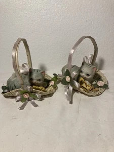 2 Carole’s Cats For All Seasons Cat In Baskets With Butterfly - Picture 1 of 13