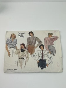Blouse Shirt Size 16 Vintage 80s VOGUE Uncut Pattern 1398 Loose Fit Pockets - Picture 1 of 2