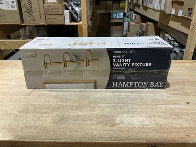 *LEER*Hampton Bay Hensley 21" 3 luces dorado y mármol sintético tocador de baño luz Foto 1 de 4