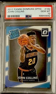 2017 Panini Donruss Optic-Rated Rookie-#182 John Collins-Hawks-PSA 10 Gem Mint - Picture 1 of 2