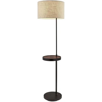 Adesso 3691-01 OPEN BOX Oliver Floor Lamp Matte Black and Walnut Wood - Image 1 of 4