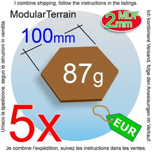 5x 2mm MDF 100mm Hexagon Base Hexagonal Socle Bois Warhammer 40k Laser Cut - Imagen 1 de 5