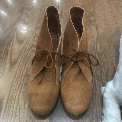 Botines de cuña al tobillo de gamuza Kelsi Dagger Fanetta color tostado 8,5 para mujer cuero superior Foto 1 de 4