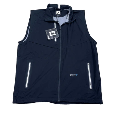 Foot Joy Vest Men Large Black Full Zip Soft Shell Lightweight Windbreaker Jacket - Image 1 of 4
