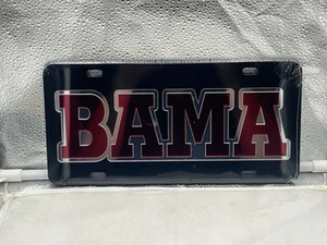 Alabama Crimson Tide NCAA Black Mirrored Laser Cut License Plate Craftique - Picture 1 of 1