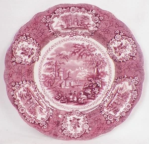 Oriental Mulberry Transferware Dessert Plate 6.75 in WR Antique Purple - Picture 1 of 6