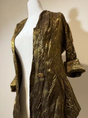 Blazer verde oliva metálico, MSK para mujer M, botón dorado Foto 1 de 4