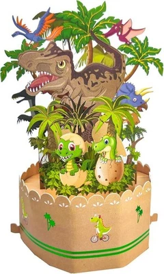 Dinosaur 3D Birthday Card,Jurassic Dinosaur Pop Up Greeting Card - image 1 of 4