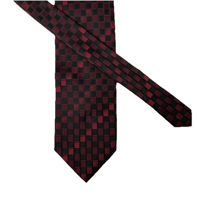 Corbata para Hombres Valerio Garati Hecha a Mano Roja Negra Cuadros Talla Única Seda Clásica Diseñador Foto 1 de 4