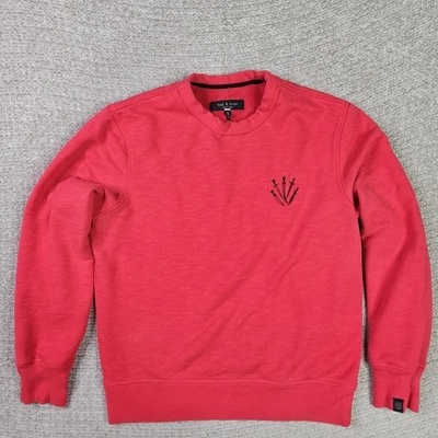 Rag & Bone Five Daggers Sweatshirt Embroidered Mens Crew Neck Medium Red  - Image 1 of 4