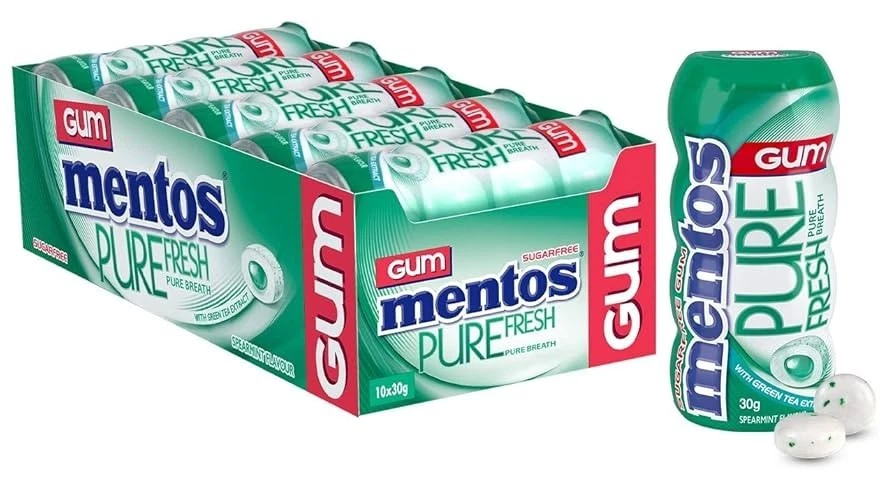 Mentos Pure Fresh Gum Spearmint 30g X 10 Bottles - image 1 of 3
