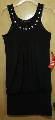 Nuevo con etiquetas Vestido Ruby Rox Para Mujer Largo Negro Elástico Tejido Tachonado Halter Top Foto 1 de 4