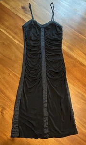 90s Vintage Vision Apparel Black Dress With Silk Accent Side Zipper XS/ XXS Y2k - Picture 1 of 6