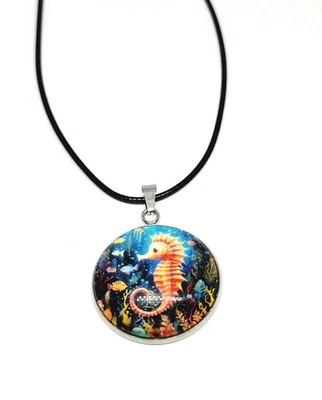 Collar colgante cabujón caballito de mar Foto 1 de 2