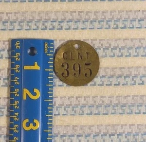 Vintage Brass Cow Number Tag Farm Cattle Marker #CLNT 395 Single Sided - Picture 1 of 2