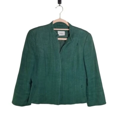 Akris Punto teal green linen cropped jacket women 6 - Image 1 of 4