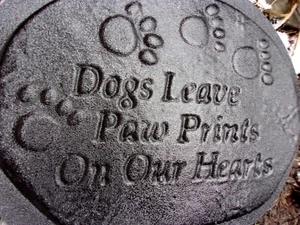 Dogs leave paw prints plaque mold concrete plaster mould 10" x 8" x 1" thick - Picture 1 of 7