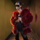 Women's Genuine Fox Fur Coat Natural Red Short Jacket Winter Warm Thick Overcoat