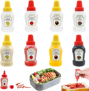 8 Pcs Mini Ketchup Bottles,25Ml Condiment Squeeze Bottle,Plastic Portable Contai - Picture 1 of 7