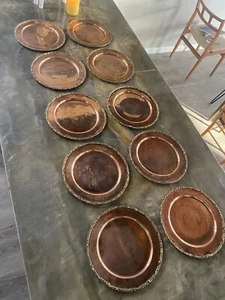 Vintage Hecho En Mexico Kupfer verziert Messing Trim Platten 12" , 10 Stck. Ladegeräte - Bild 1 von 10