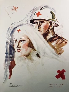 Rare Libération de Paris 1944 Croix Rouge Résistance FFI Chloé Rare Gravure WW2 - Photo 1 sur 3