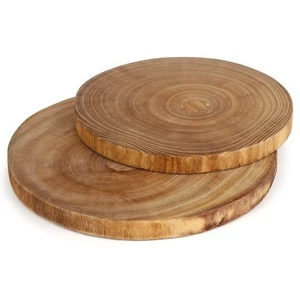 2 Pack Round Wood Cutting Board Large Slab Serving 9"-10"/11"-12"wood Cheese - Picture 1 of 6