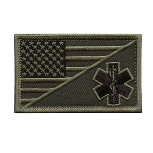 EMT star of life paramedic EMS olive drab green embroidered tactical hook patch - Picture 1 of 4