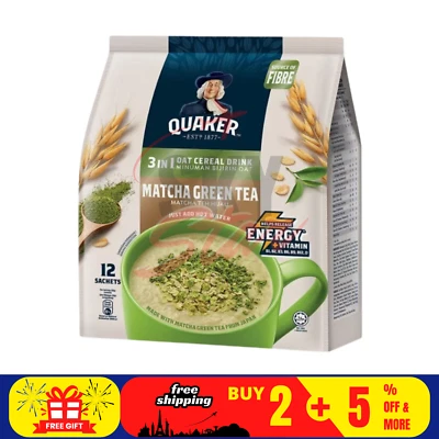 Bebida de cereal de avena Quaker 3 en 1 sabor a té verde Matcha 12 sobres x 28 g (336 g) Foto 1 de 4