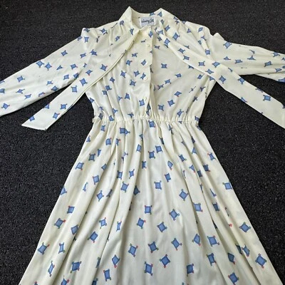 复古 Henry Lee 白色透明全打褶连衣裙长袖女式 8 — 第 1/4 张图片