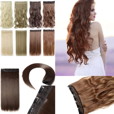 Clip en una pieza 100 % grueso como extensión de cabello humano dama cabello liso suave Foto 1 de 4