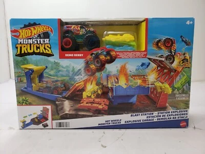 Hot Wheels Monster Truck Blast Station Juego Explode Demo Derby Coches aplastables Foto 1 de 4