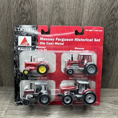 ERTL 1/64th Massey Ferguson 1155 3140 8270 Harris 55 4 Piece Historical Set - Image 1 of 4