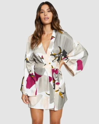 Hanro L35054 Phila Printed Kimono Robe Woman's Size XS - Image 1 of 3