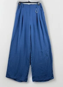 Halara Women's Wide Leg Pants Indigo Blue Baggy Pockets Belt Loop Sz Small NWOT - Picture 1 of 13