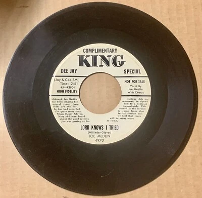 Joe Medlin 1956 DOOWOP 45 Lord Knows I Tried/After All Ive Been KING DJ BIO HEAR Foto 1 de 2