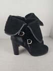 Deb Women?S Black Suede Fur Lined  Boot Sz.10 Heel 66250