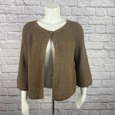 Suéter elástico Carole Little para mujer con un botón frente abierto marrón mezcla de algodón Lg Foto 1 de 4