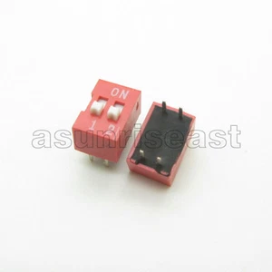 10 x Red 2 Bit 2P Position 2.54mm Pitch Toggle Switch PCB DIP Ping Dial Code - Picture 1 of 4