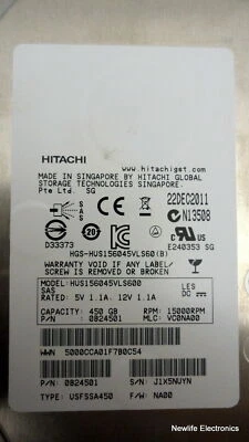 Hitachi HUS156045VLS600 450GB 15,000 RPM 3.5 in. SAS HDD - Image 1 of 4