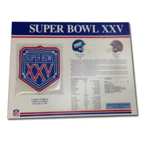 1991 NFL Super Bowl XXV Logo Willabee & Ward Patch With Header Board (Buffalo Bi - Picture 1 of 1
