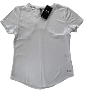 Under Armour Womens Coolswitch Fitted Short Sleeve Running Shirt 1373399 White L - Picture 1 of 8