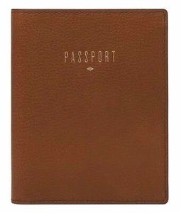FOSSIL Travel RFID Passport Case Ausweisetui Geldbörse Geldbörse Braun Neu - Picture 1 of 3