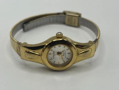 Omax Crystal Mesh Band Watch for Women's Silver Gold Small Dial - Image 1 of 4